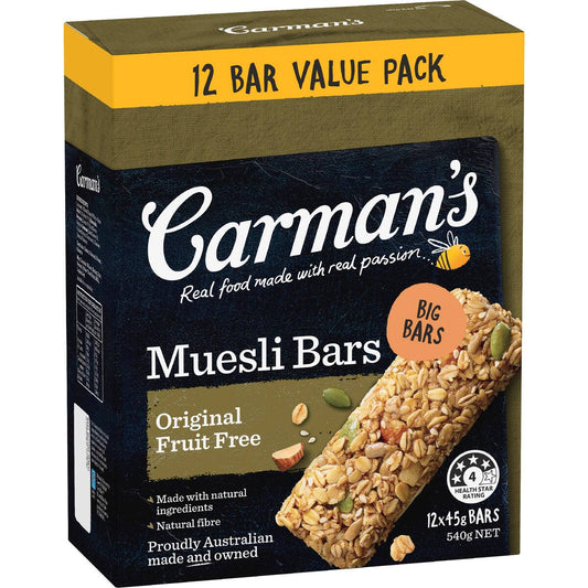 Carman's Muesli Bars Original Fruit Free Value 12 Pack