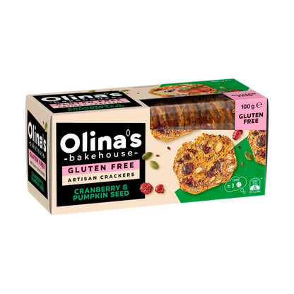 Olina's Bakehouse Gluten Free Artisan Crackers Cranberry & Pumpkin Seed - 100g