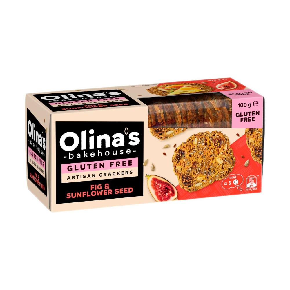 Olina's Bakehouse Gluten Free Artisan Crackers Fig & Sunflower Seed - 100g