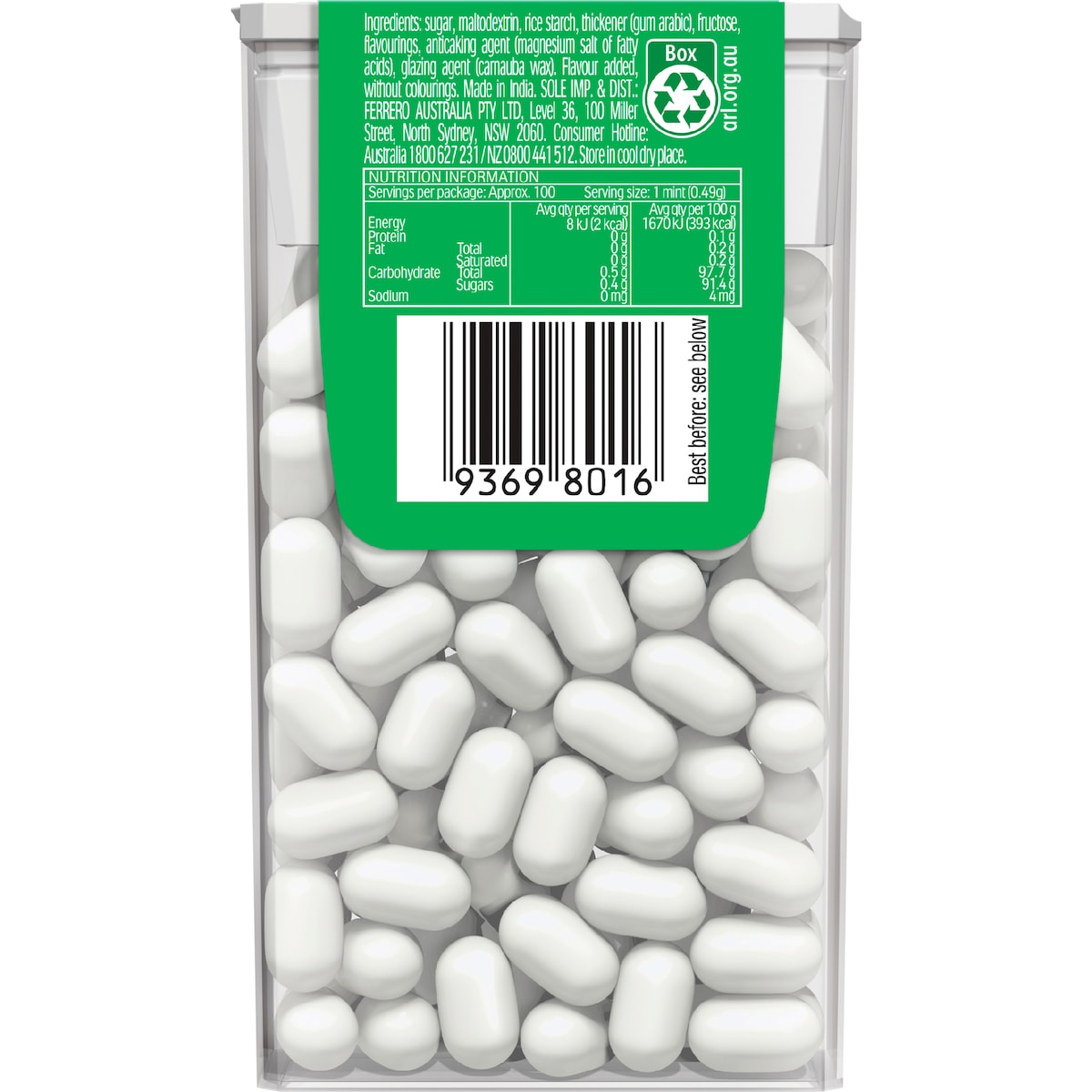 Tic Tac Peppermint 100 Pack 49g