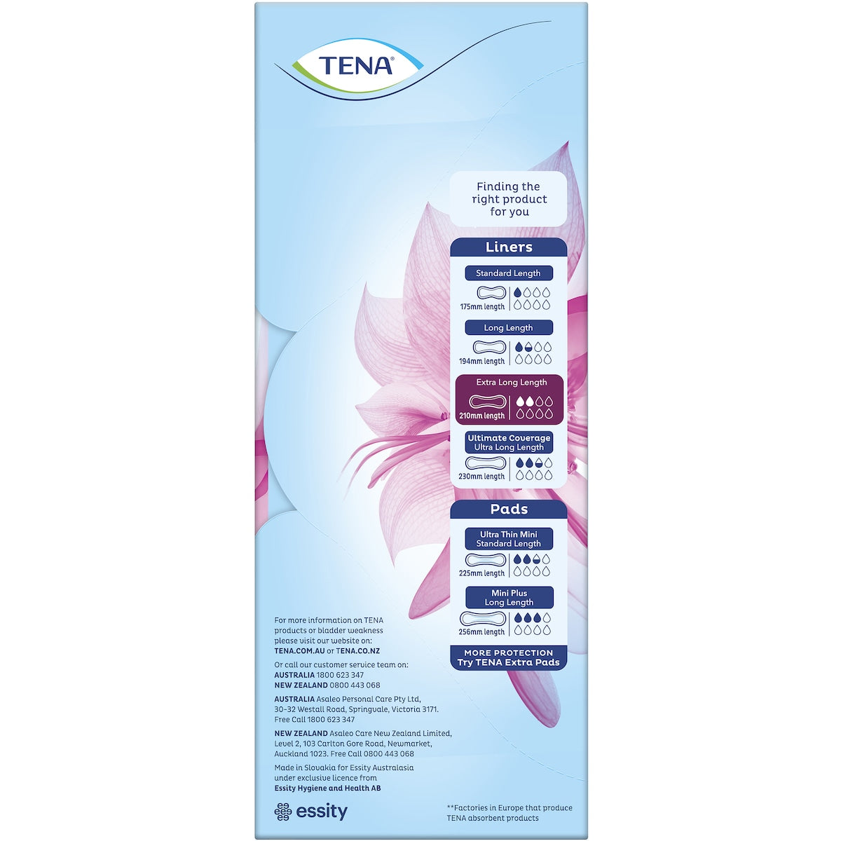 Tena Incontinence Liners Extra Long Length 24 Pack