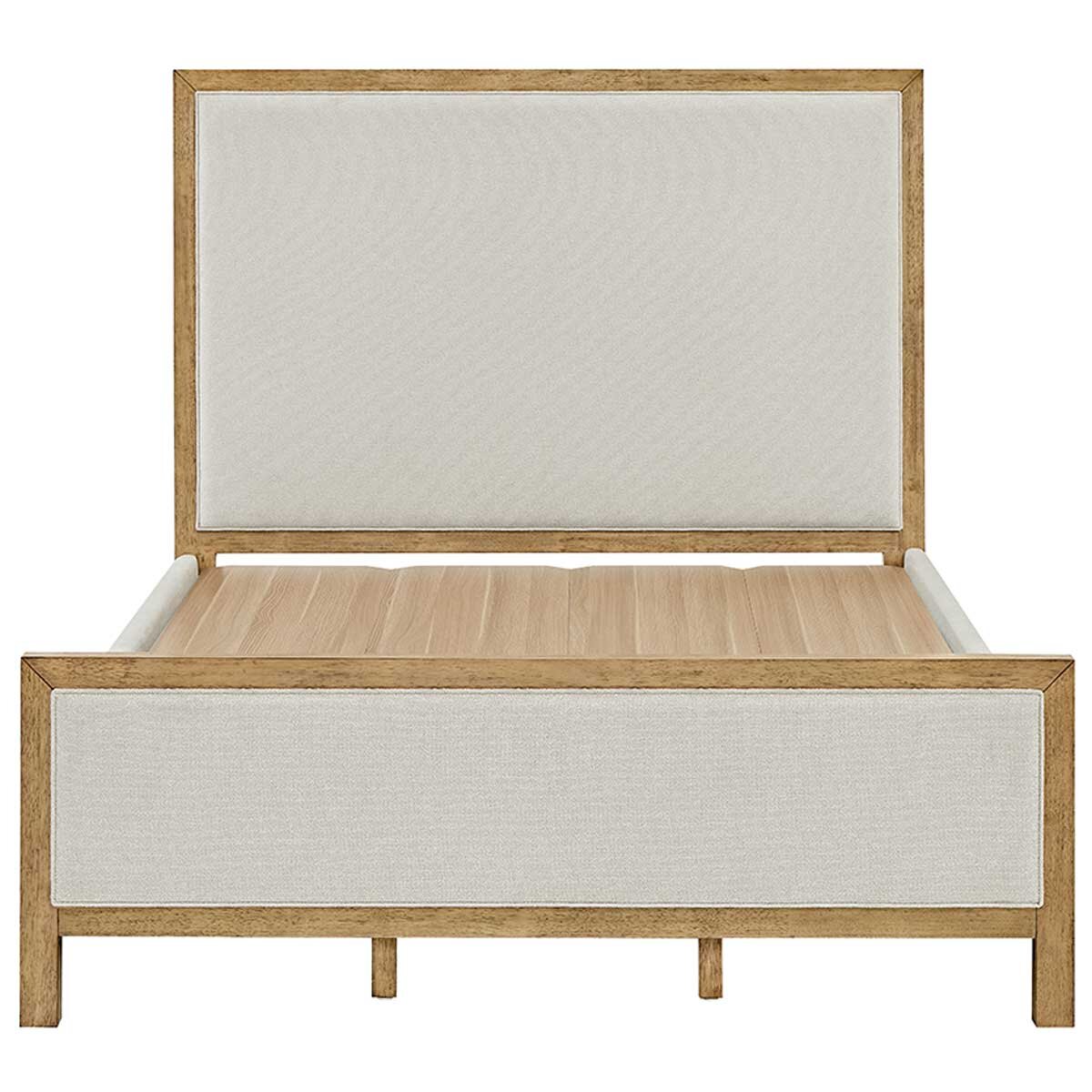 Henredon Upholstered Queen Bed with Solid Wood Trim and Platform Design