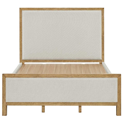 Henredon Upholstered Queen Bed with Solid Wood Trim and Platform Design