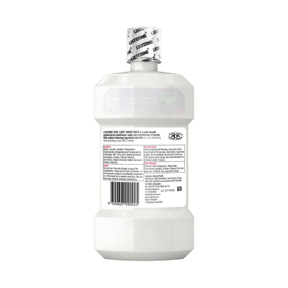 Listerine Bright White Multi Action Whitening Mouthwash Lemon Flavour & Salt - 500mL