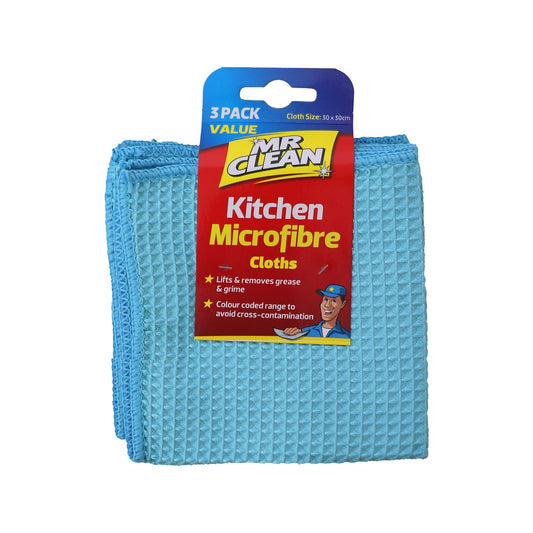 Mr Clean Kitchen Microfibre Cloths - 30 x 30 cm - 3 Pack