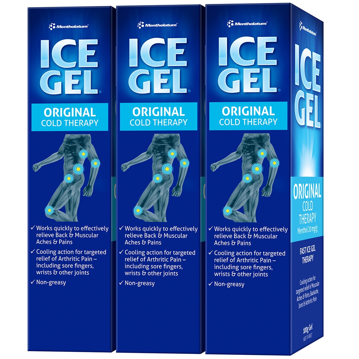 Mentholatum Ice Gel Cooling Muscle & Joint Pain Relief 3 x 100g
