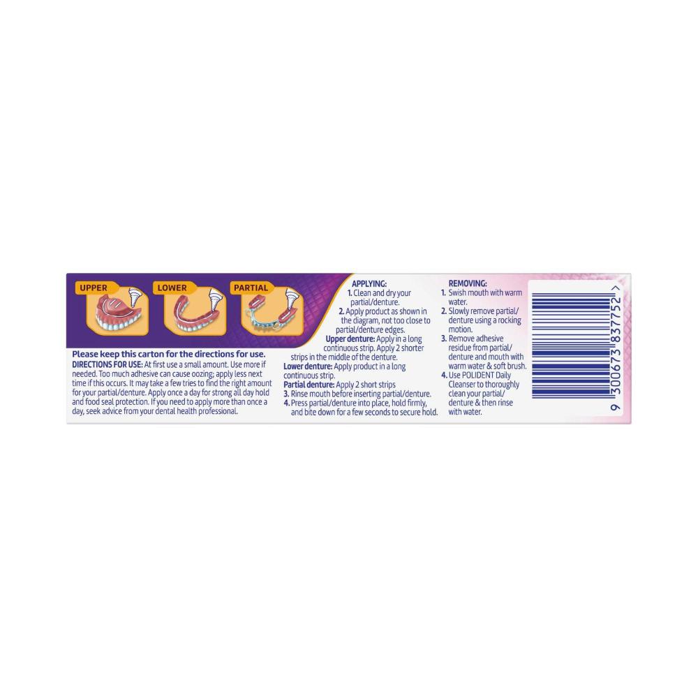 Polident Hold And Seal Adhesive Cream For Dentures And Partials - 40g