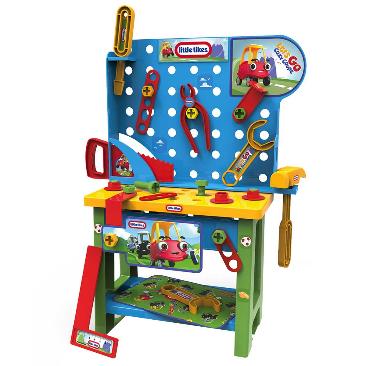 Bildo Little Tikes Cozy's Toolbench 36 Piece Set with Toolbench, Hammer, Saw, Screwdriver, Wrench, Angle, Screws, 50 cm Bench Height