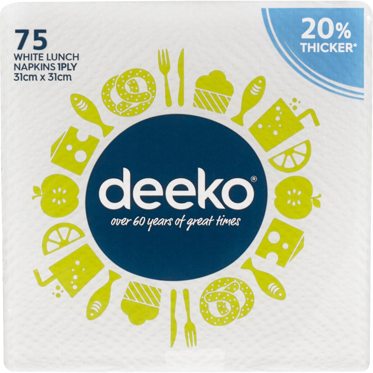 Deeko Extra Thick Serviette 1ply 75 Pack