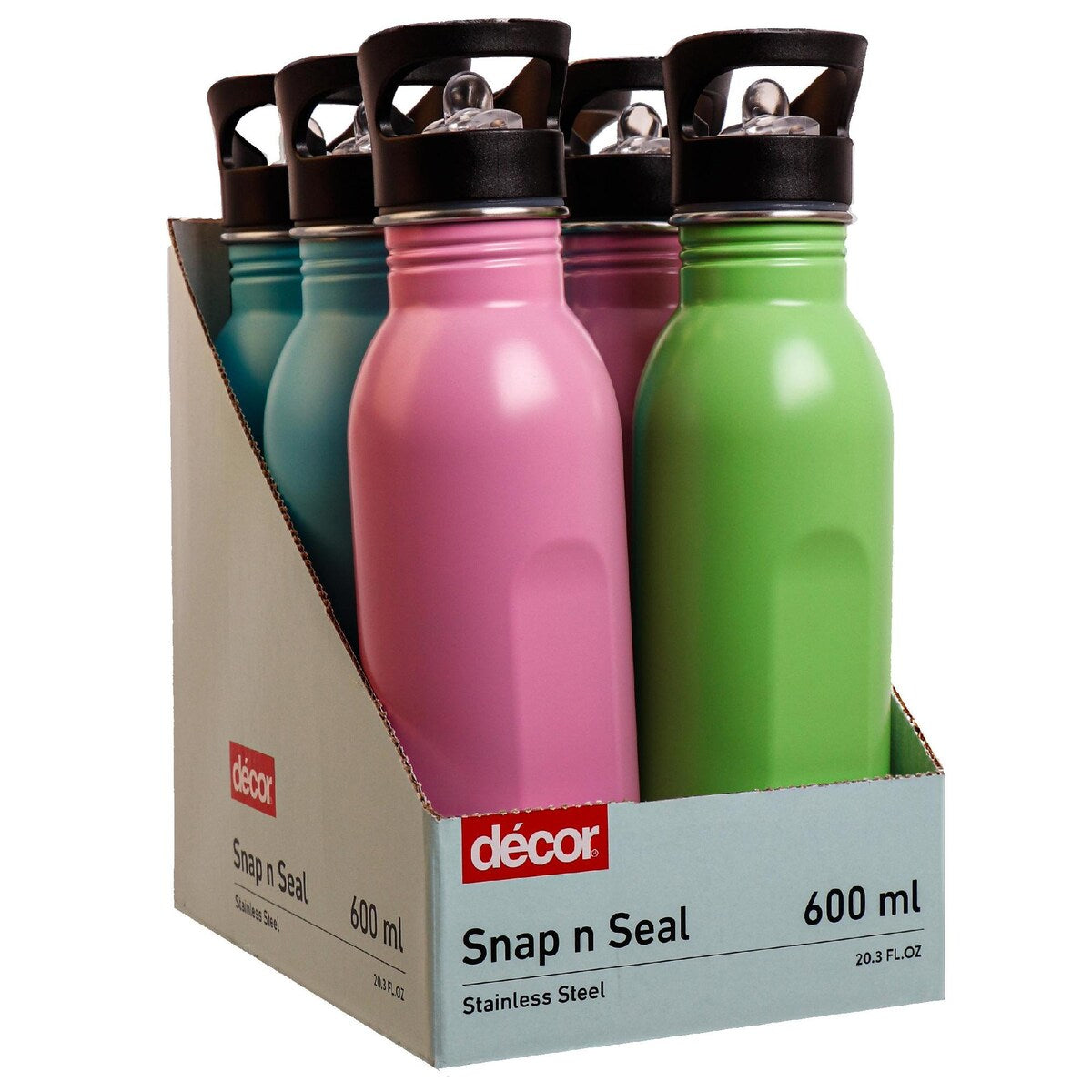Decor Snap N Seal Stainless Steel Drink Bottle Assorted Each