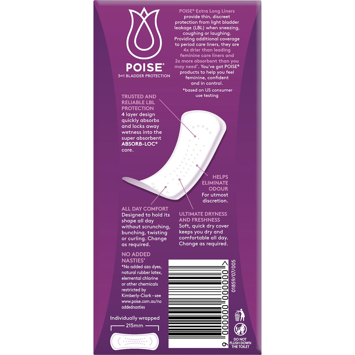 Poise Incontinence Liners Extra Long 22 Pack