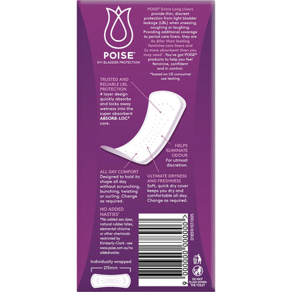 Poise Incontinence Liners Extra Long 22 Pack