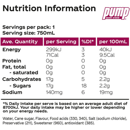 Pump Berry Storm Water Bottle Berry Bottle 750mL
