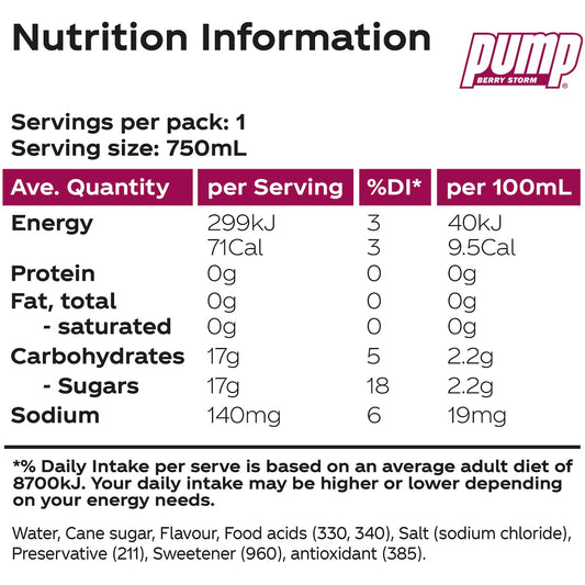 Pump Berry Storm Water Bottle 750ml