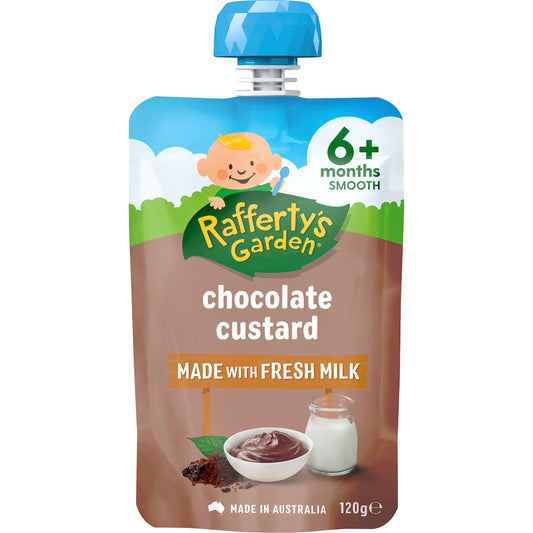 Raffertys Garden Baby Food Pouch Chocolate Custard 6+ Months 120g
