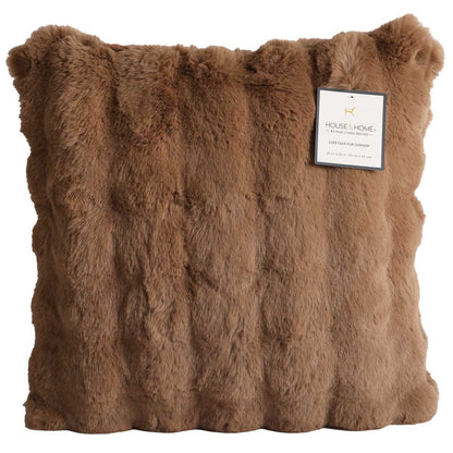House & Home Luxe Faux Fur Cushion 55 x 55cm Light Brown