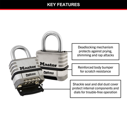 Master Lock Combination Padlock - 57mm - Stainless Steel - Resettable