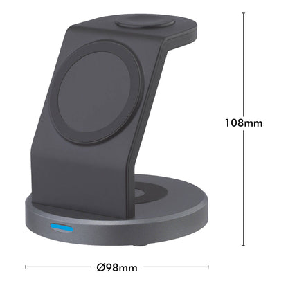 Antsig 15W 3 in 1 Magnetic Wireless Charging Stand - 98 x 108 x 98mm