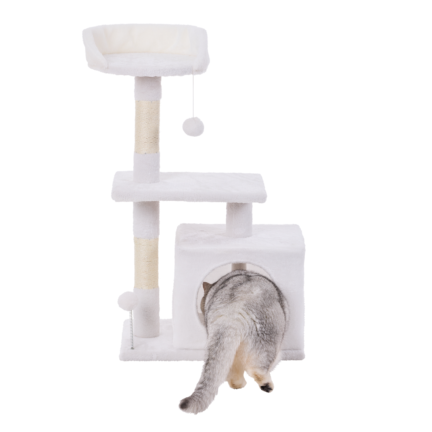 Happy Tails 2 Tier Cat Playhouse Tower - 86cm
