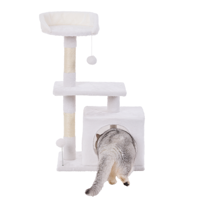 Happy Tails 2 Tier Cat Playhouse Tower - 86cm