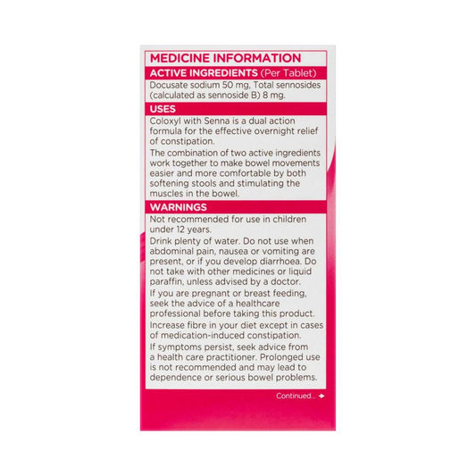 Coloxyl with Senna Softener Plus Laxative Tablets - 45 pack