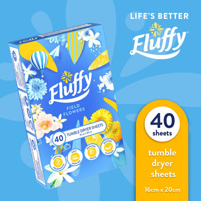 Fluffy Fabric Softener Dryer Sheets F/Flowers 40 pack