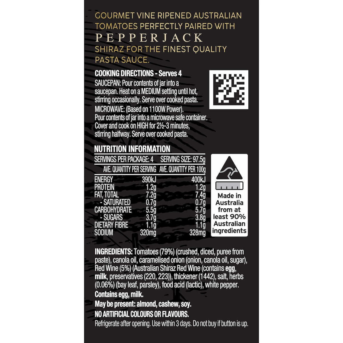 Leggos Gourmet Tomato & Pepperjack Shiraz Pasta Sauce 390g