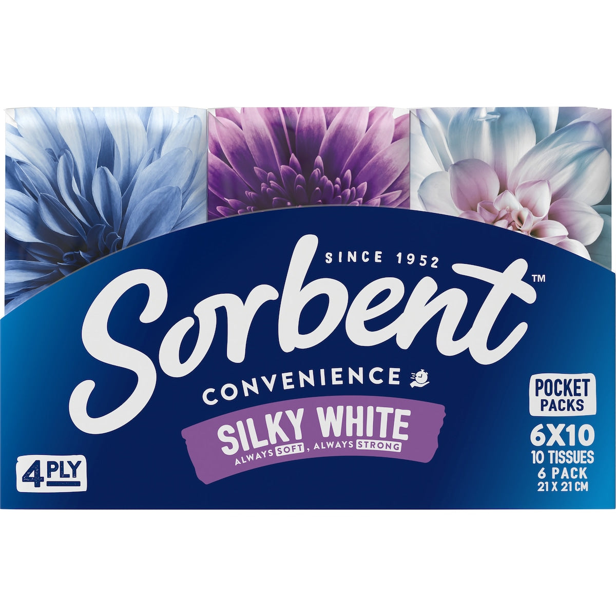 Sorbent Facial Tissues 4ply Pocket 6 Pack