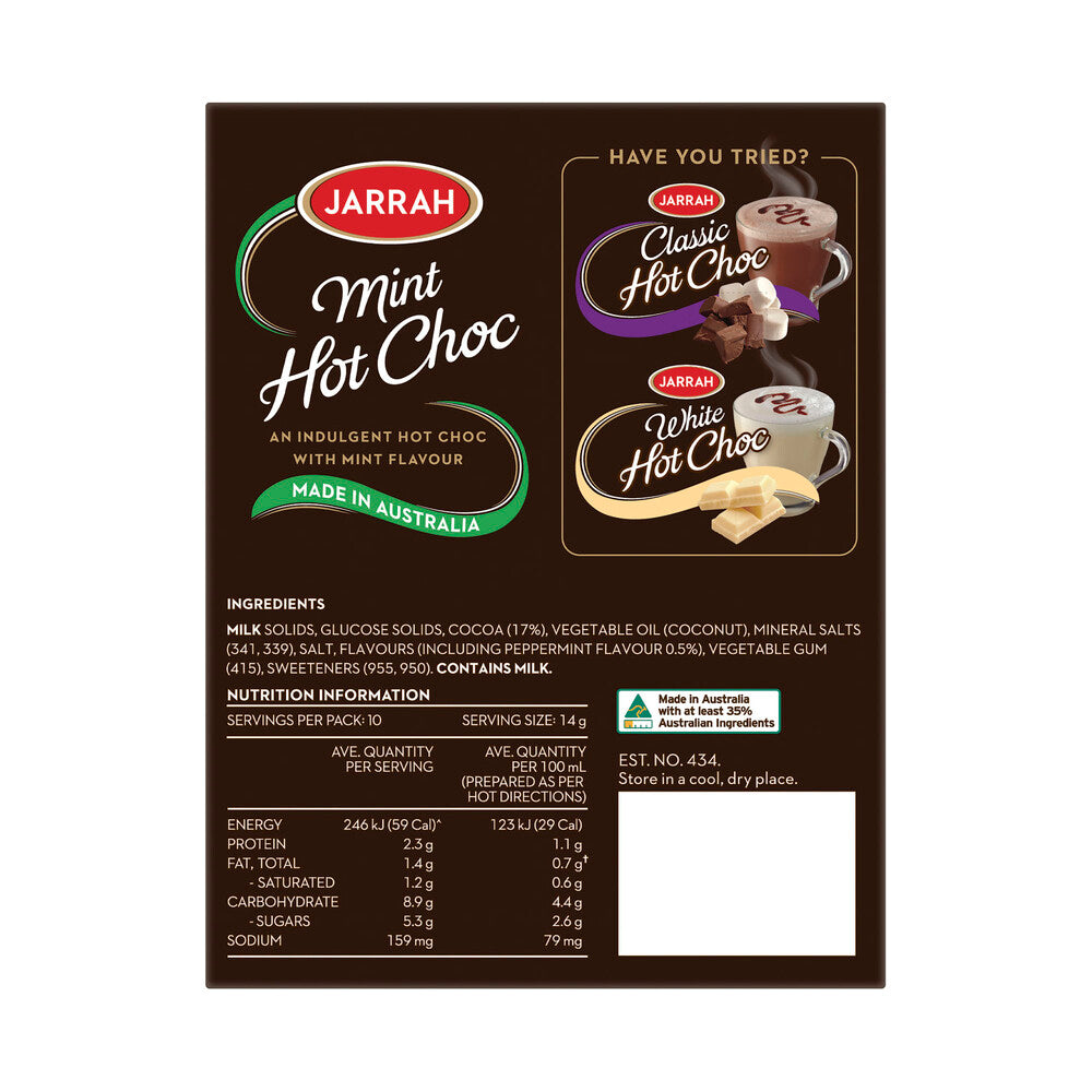 Jarrah Hot Choc Mint 10 Pack - 140g