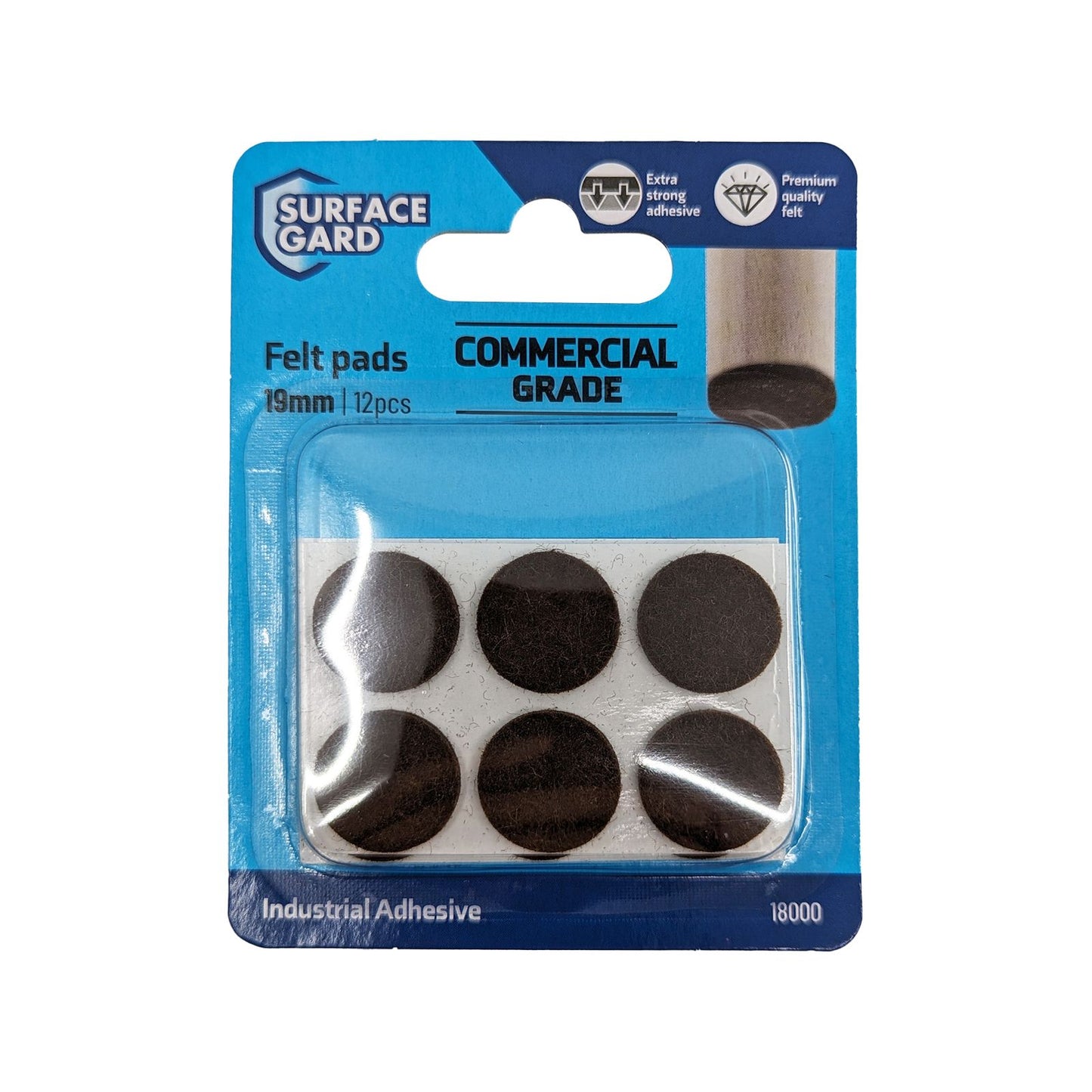 Surface Gard Round Felt Floor Protection - 19mm - 12 Pack - Brown