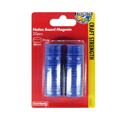 Everhang Blue Disc Magnet 25mm Ceramic 20 Pack Ideal For Whiteboards