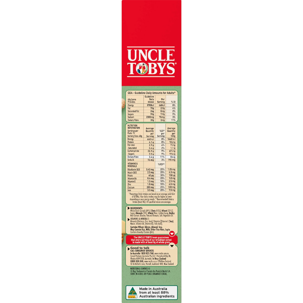 Uncle Tobys Oat Crisp Almond Breakfast Cereal 415g