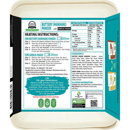 Coco Earth Buttery Makhani Paneer With Garlic Naan 360g