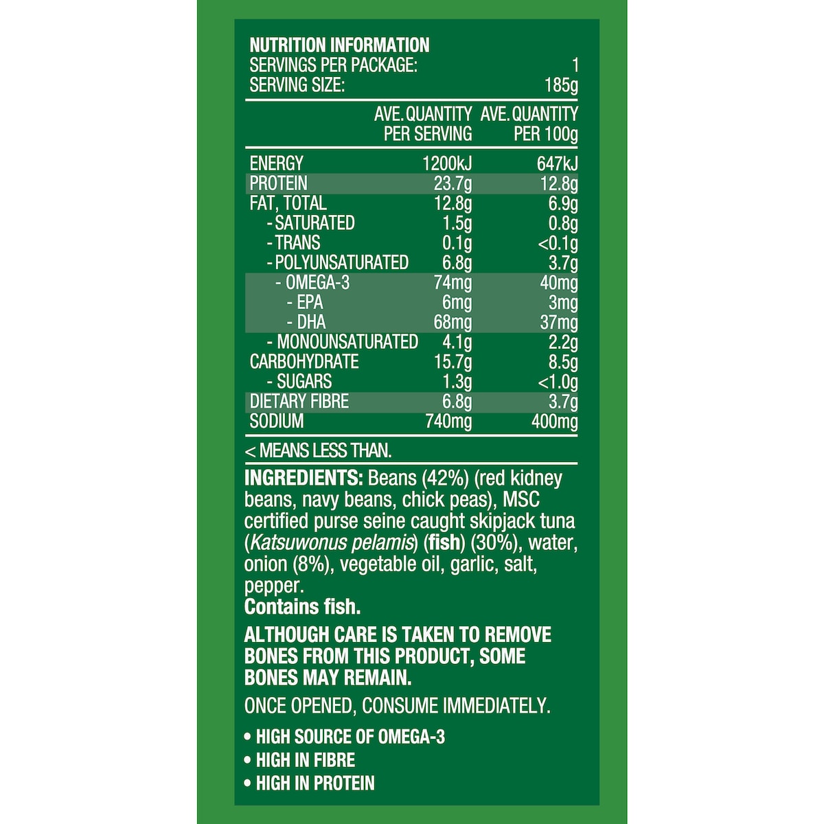 John West Tuna & Beans Three Beans 185g