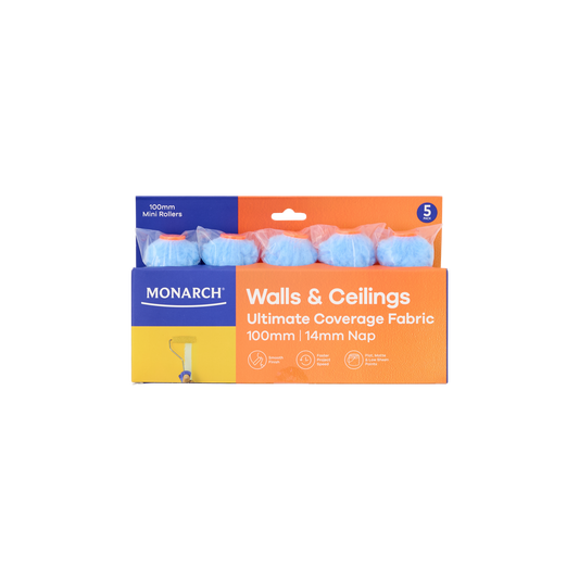 Monarch Mini Rollers - 100mm - 14mm Nap - 5 Pack