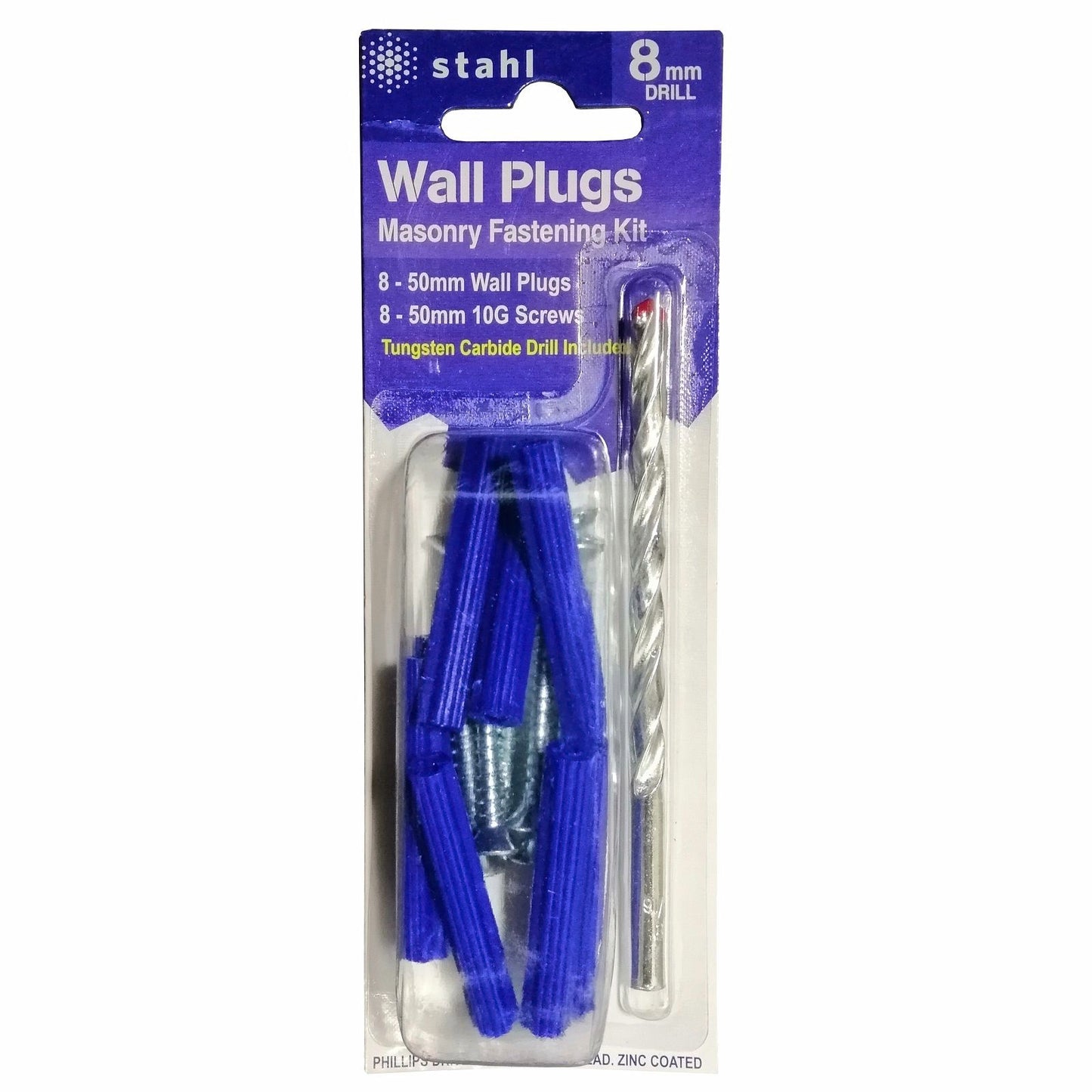 Stahl Masonry Kit - 8mm Drill - Blue Plugs