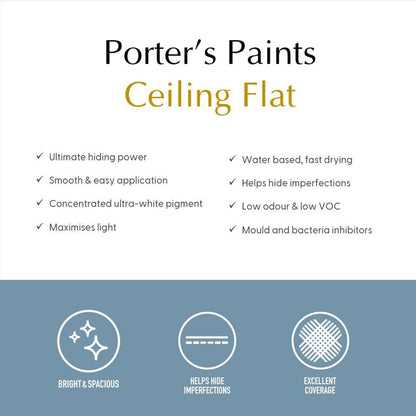 Porter's Flat Ceiling Paint - 4L - White