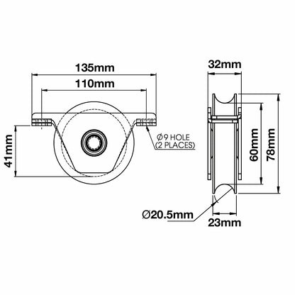 Richmond Recessed Gate Track Wheel - 78mm - 250kg