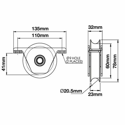 Richmond Recessed Gate Track Wheel - 78mm - 250kg