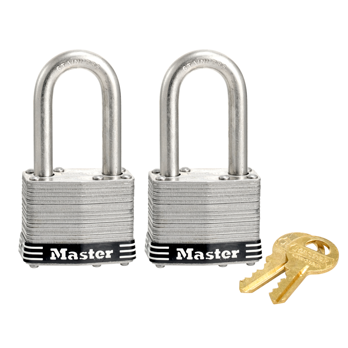 Master Lock 44mm Padlock 2 Pack - Laminated Stainless Steel - Weather Resistant