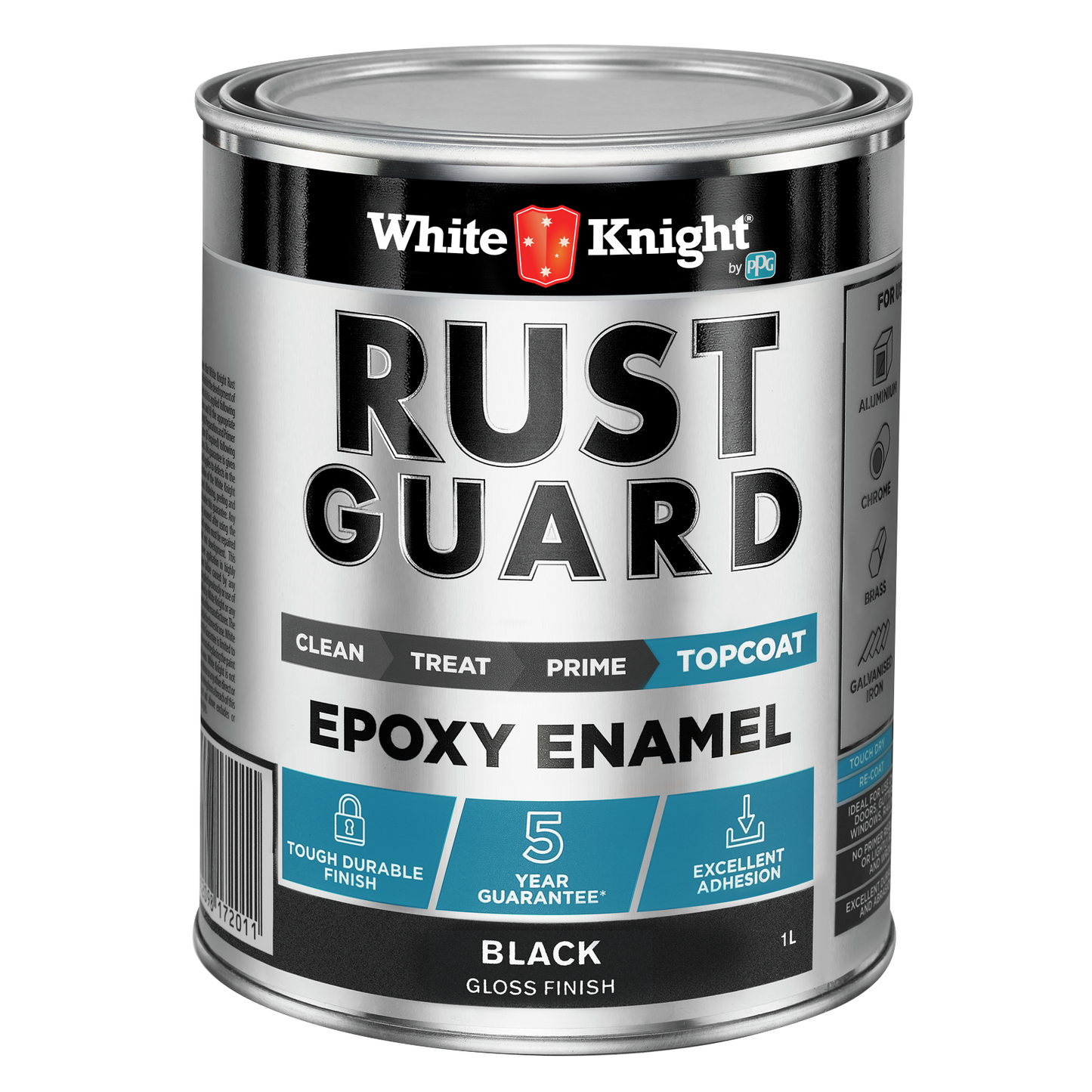 White Knight Rust Guard Black Gloss Epoxy Enamel Paint - 1L
