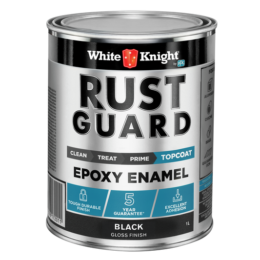 White Knight Rust Guard Black Gloss Epoxy Enamel Paint - 1L