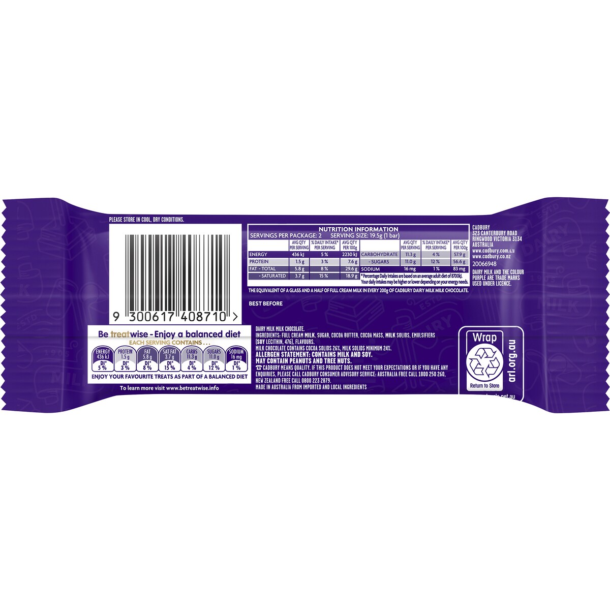Cadbury Twirl Milk Chocolate Bar 39g