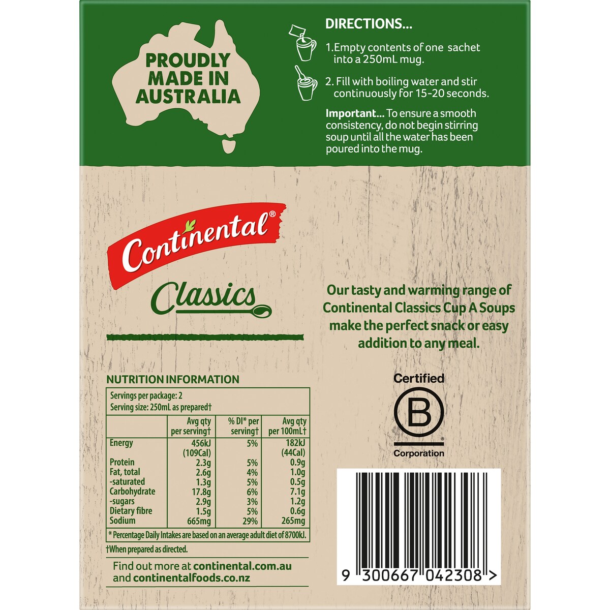 Continental Cup A Soup Hearty Pea & Ham 2 pack