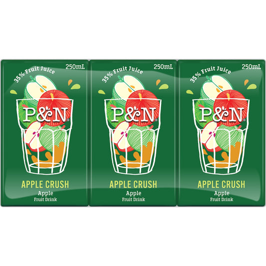 P&n Apple Crush Fruit Drink Poppers 250ml X 6 Pack