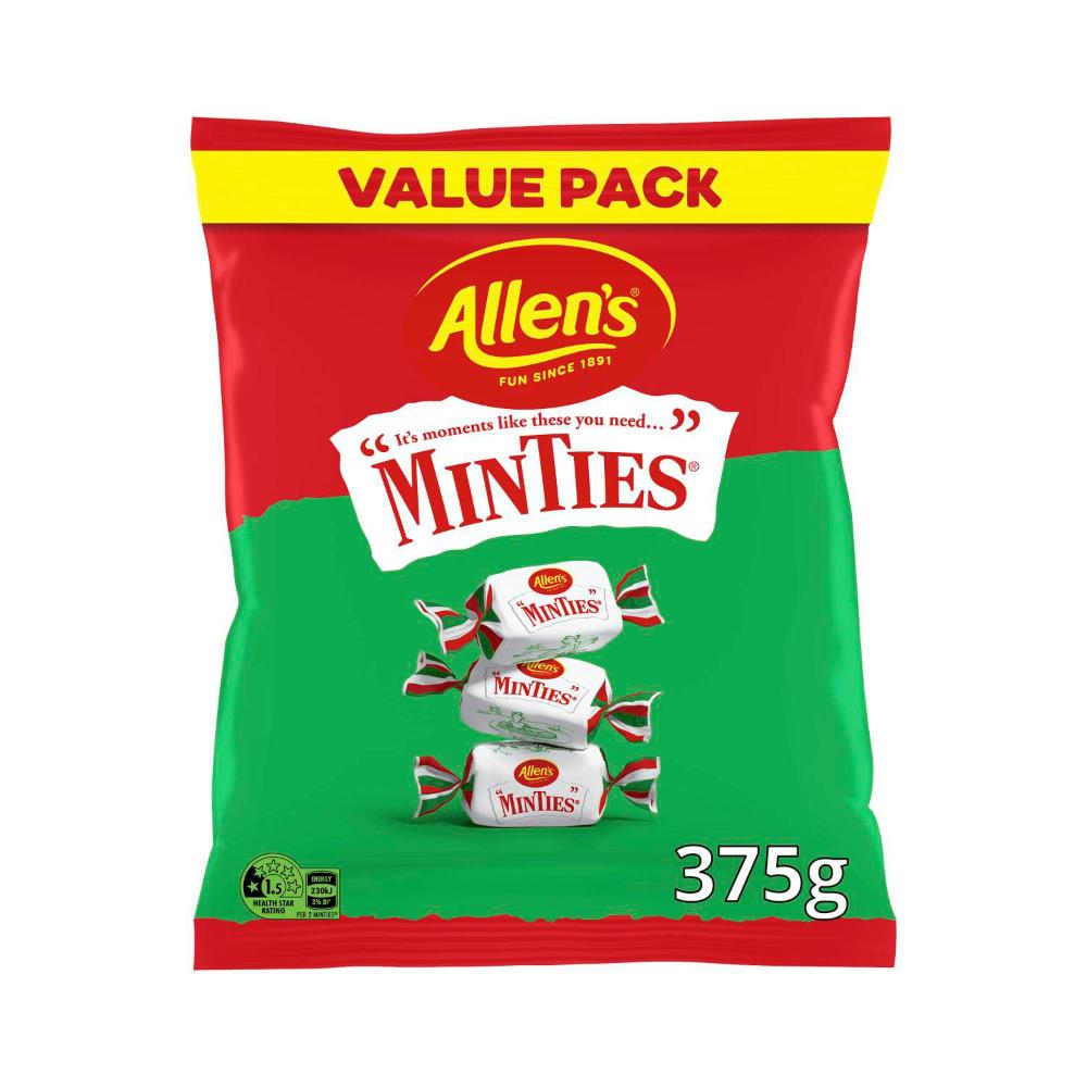 Allen's Lollies Large Value Bag Minties Mint Chews - 375g