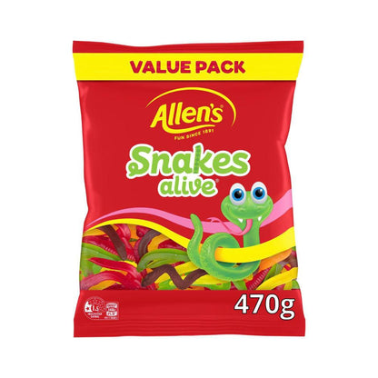 Allen's Lollies Large Value Bag Jelly:snakes Alive - 470g