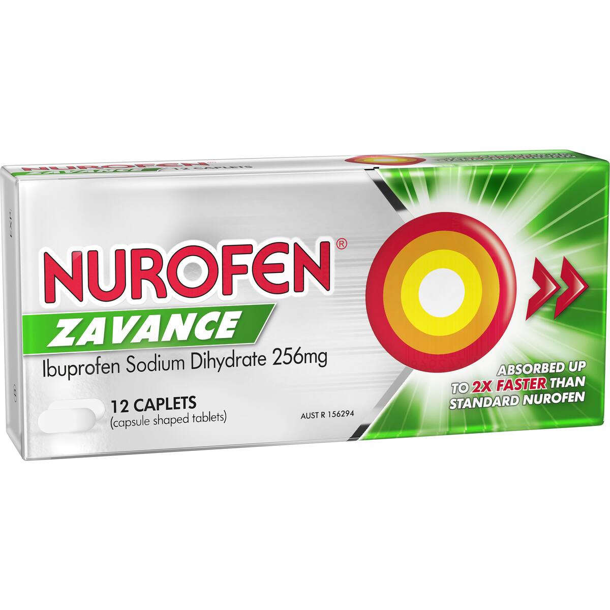 Nurofen Zavance Fast Pain Relief Caplets 256mg Ibuprofen 12 Pack