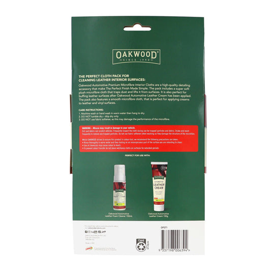 Oakwood Automotive Premium Microfibre Interior Clothes - 450 x 450mm - 2 Pack Each