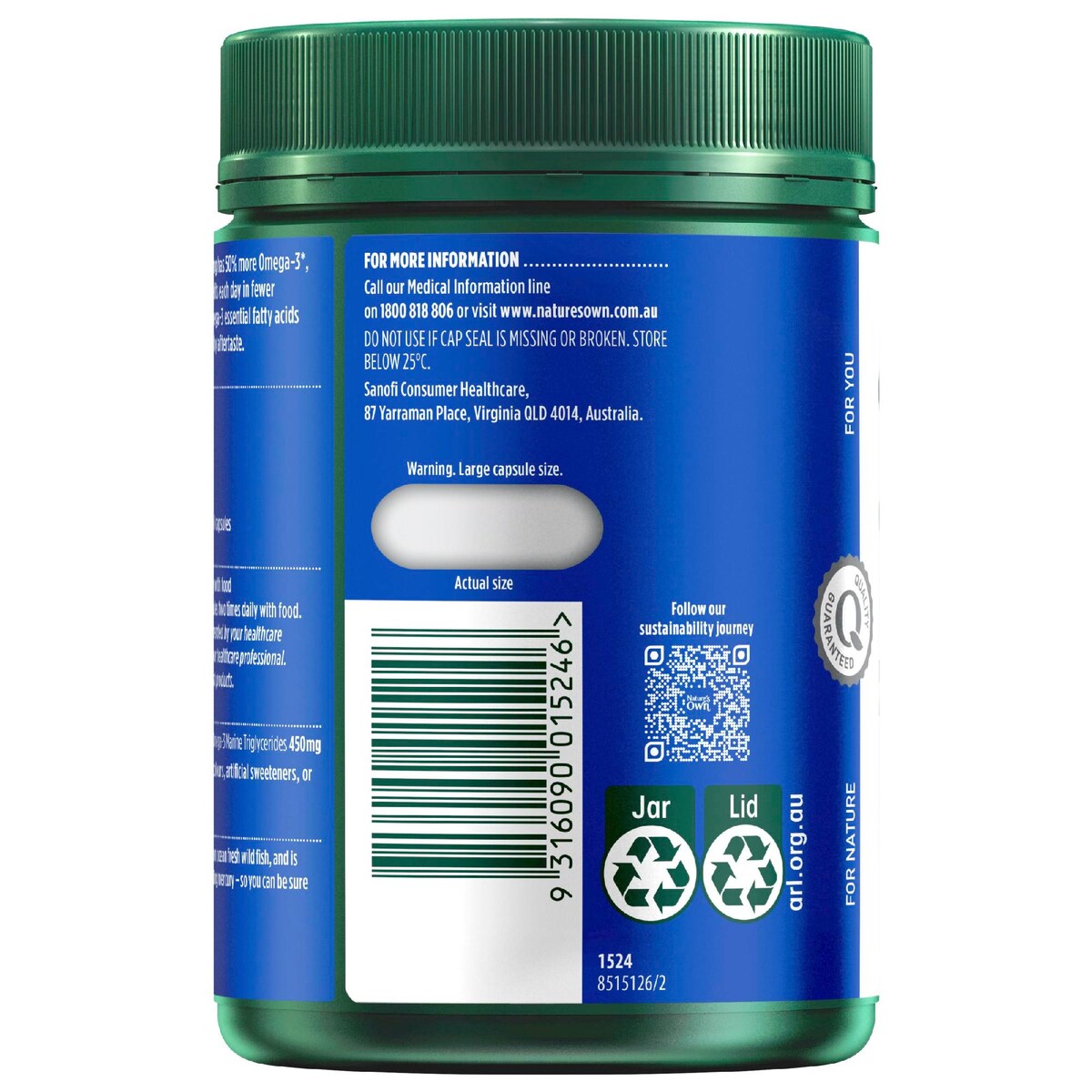 Natures Own Fish Oil Odourless 1500mg With Omega 3 200 pack